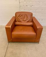 Italienischer Designer Ledersessel in Cognac – sehr bequem