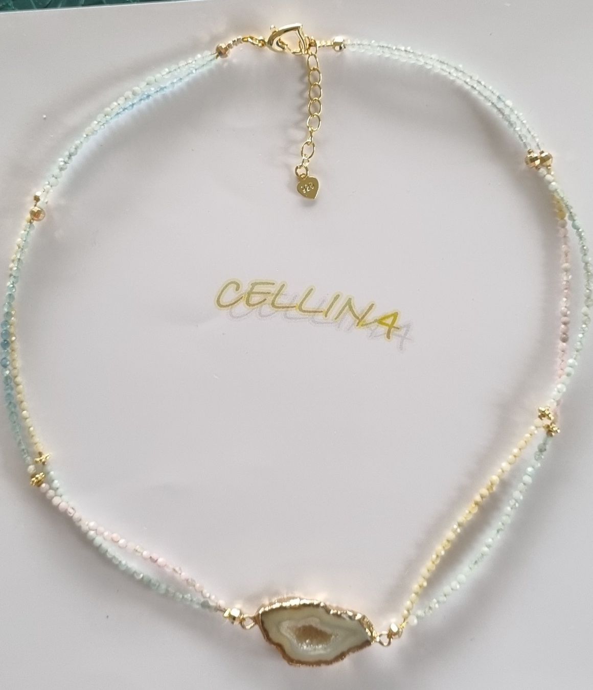 Catenine: Doppelhalskette Multiaquamarin 219 – Nuovo e nell'imballaggio originale da Luzern venduto da Cellina1 1