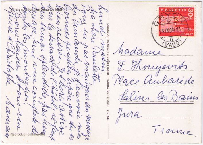 Cartoline postali: Villars – Usato da Binningen venduto da Mountainrider 1