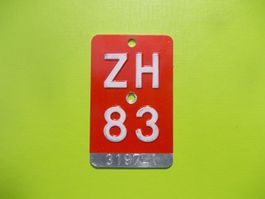 Velonummer / Fahrradnummer ZH 83