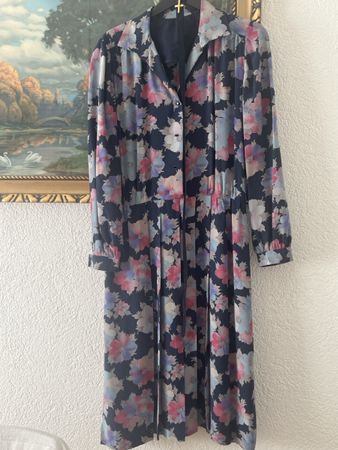 Schene Seide💯Kleid Blumig Gereinigt Handarbeit,GrMTop(K5