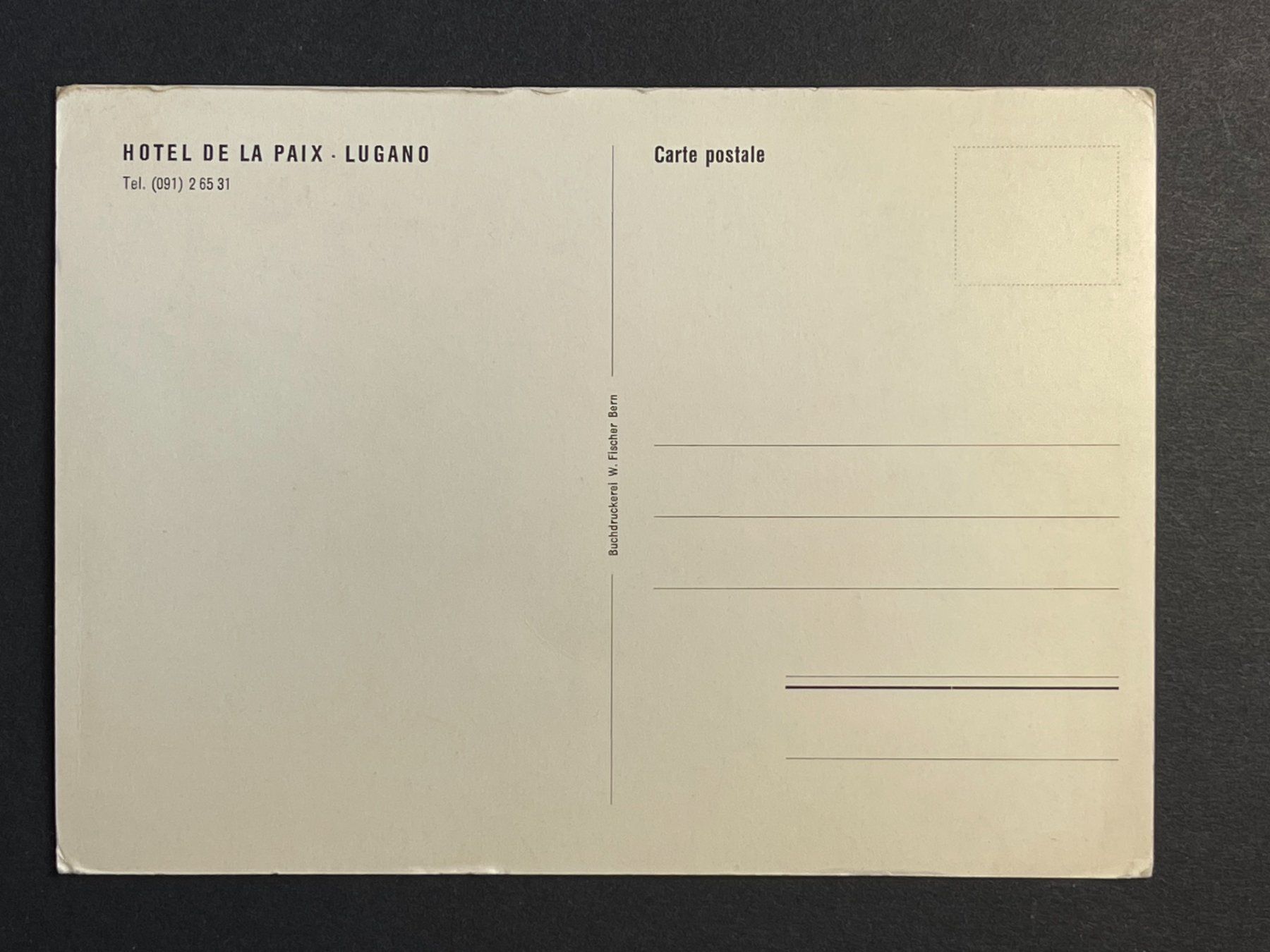 Cartoline postali: Lugano - Hotel de la Paix – Usato da Steg VS venduto da danwer74 1