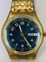 Swatch GOLDENDAY SGK721 Vintage Uhr Day Date Blau Gold top