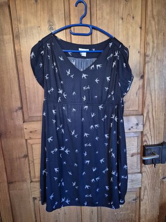H&M Mama Umstandskleid blau Vogelmuster Grösse L