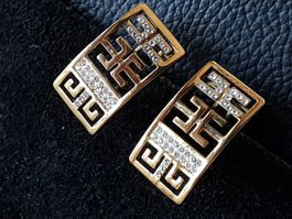 Vintage luxuriöse Gold/Strass Ohrstecker mit Clips