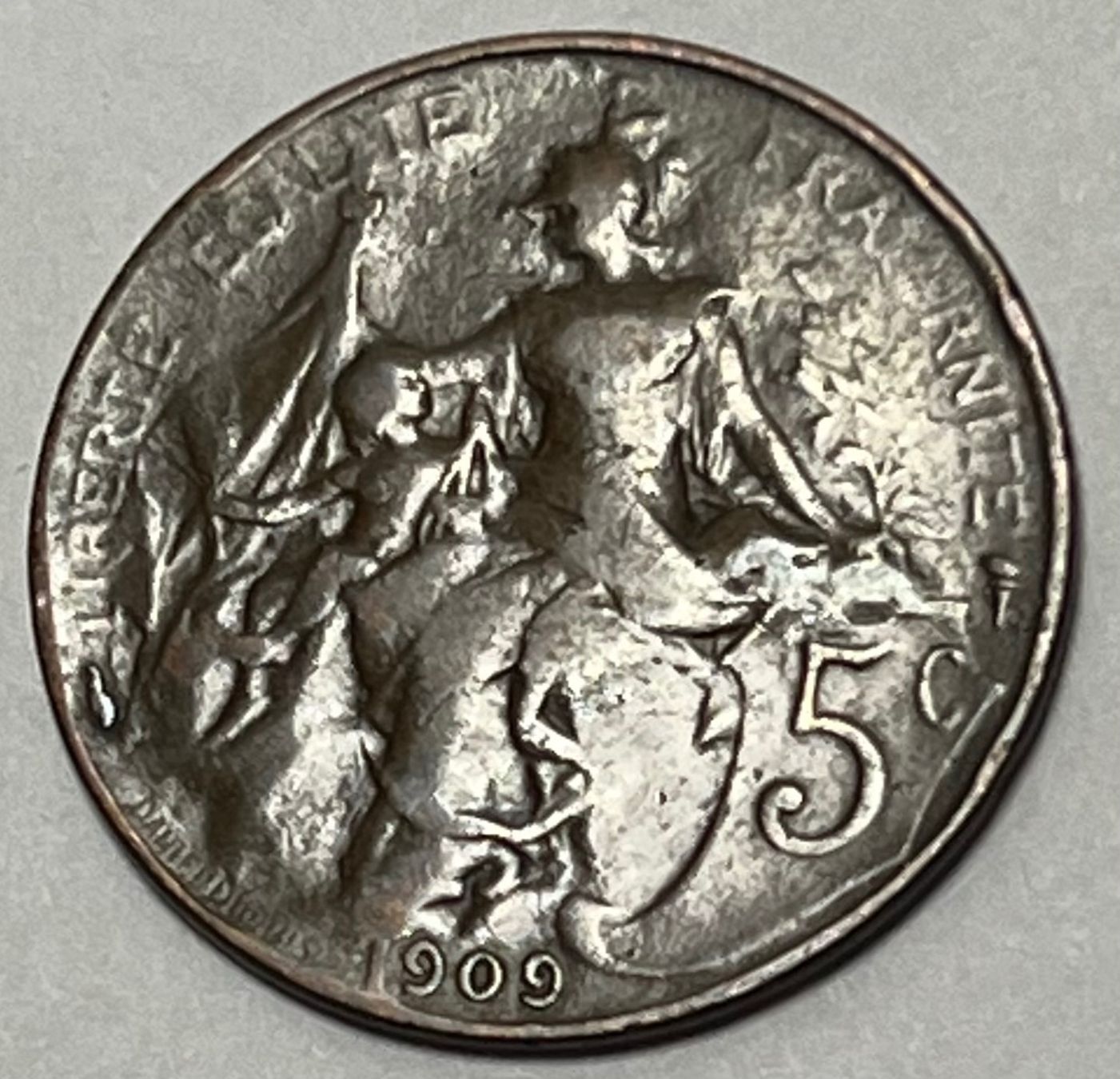 Tutti le monete: 5 Centimes - Frankreich Dritte Republik - 1909 – Usato da Dietikon venduto da Numis8953 1