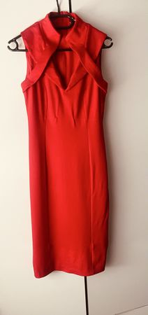 Damen Kleid rot ärmellos mit Kragen guter Zustand