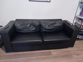 Sofa Kunst-Leder schwarz gebraucht
