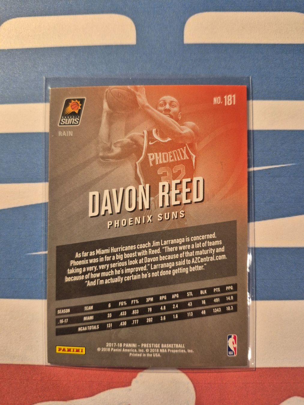 Panini Carte collezionabili: NBA Davon Reed Phoenix Suns – Usato da Treiten venduto da Sauber73 1