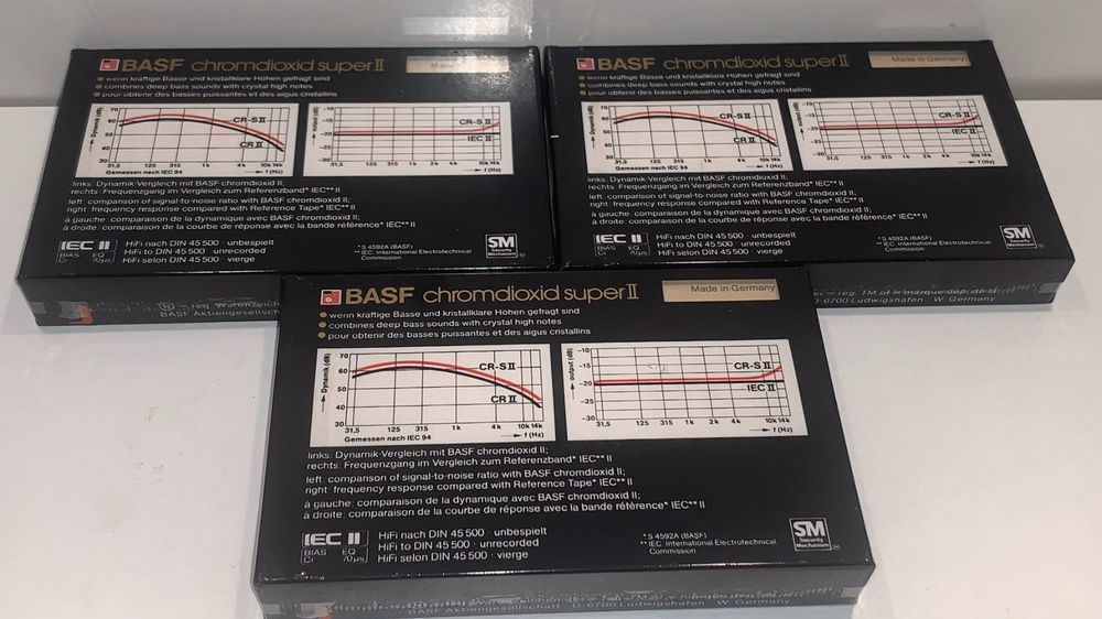 LOT DE 2 CASSETTES K7 BASF CHROMDIOXID SUPER II 90 VINTAGE NEUVES SOUS BLISTERS