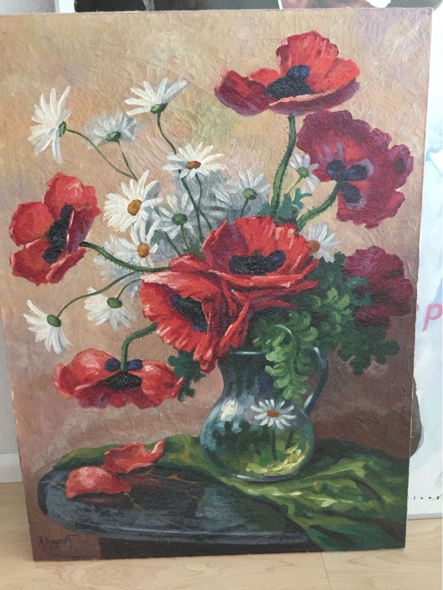 Dipinti: MOHNBLUMEN, Original antikes Ölgemälde, signiert – Usato da Au ZH venduto da mot_2hrh 3