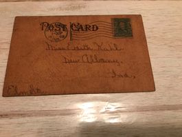Leder-Postkarte - gelaufen - USA - 1906 (200-11)