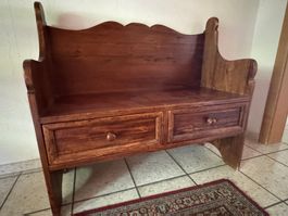 Holzbank mit 2 Schubladen