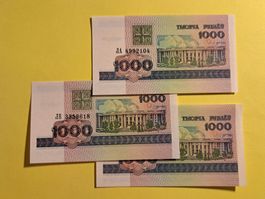 BELARUS - 3x 1000 Rubel 1998 UNC