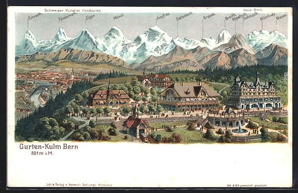 Cartoline postali: Gurten-Kulm, Ortsansicht mit Restaurant – Usato da Berlin venduto da bartko-reher