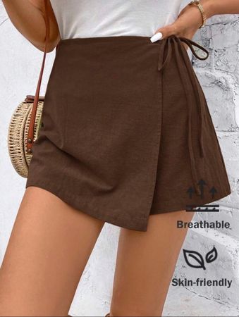 NEU Braune Wickelrock-Shorts Skort Grösse S