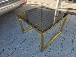 Midcentury Vintage Beistell Salon Tisch Metall Glas