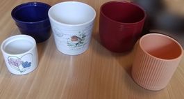 5x Blumentöpfe verschiedene Farben, Designs + Grössen