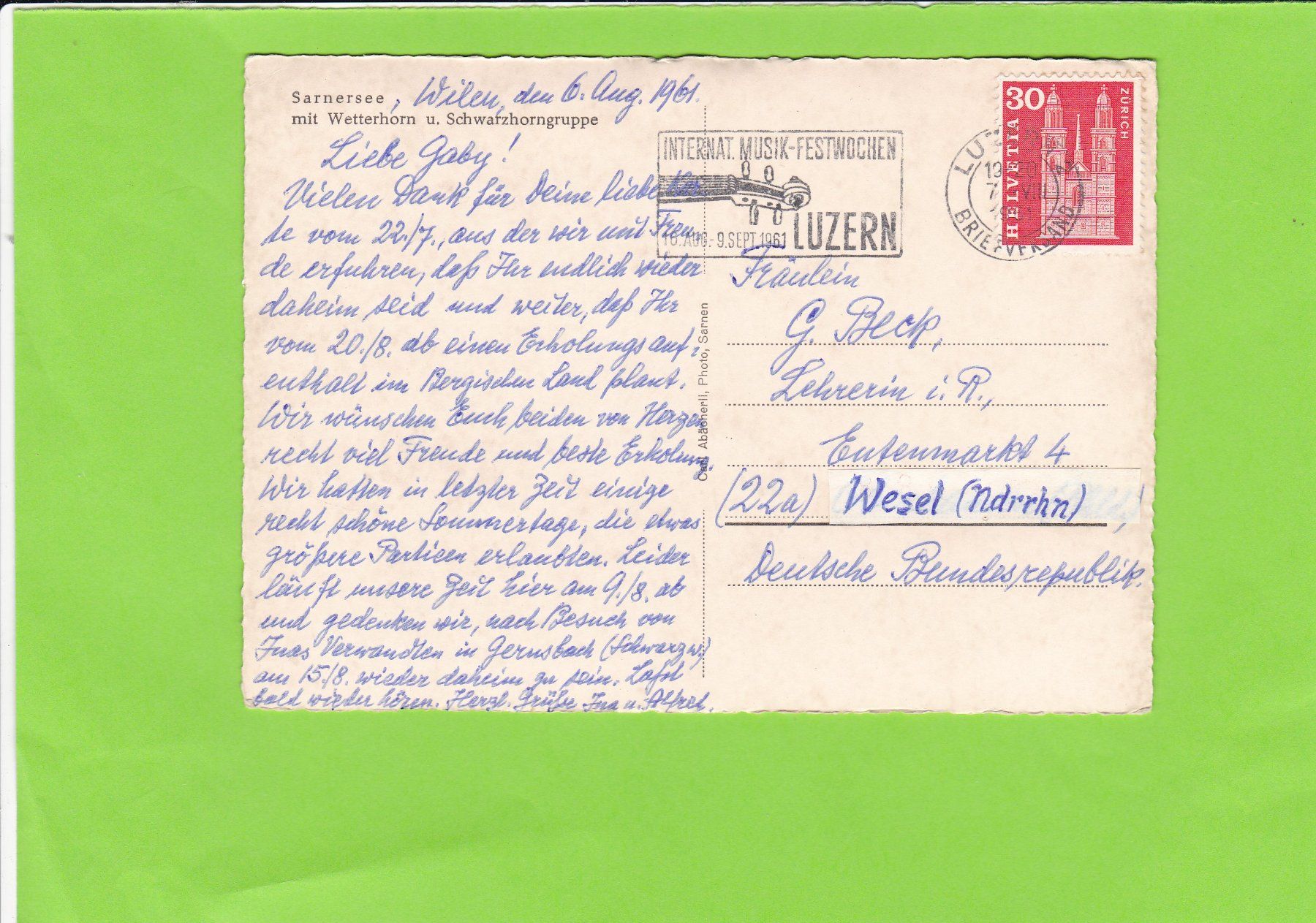 Cartoline postali: Sarnersee mit Wetterhorn – Usato da St. Peterzell venduto da neckertal 1