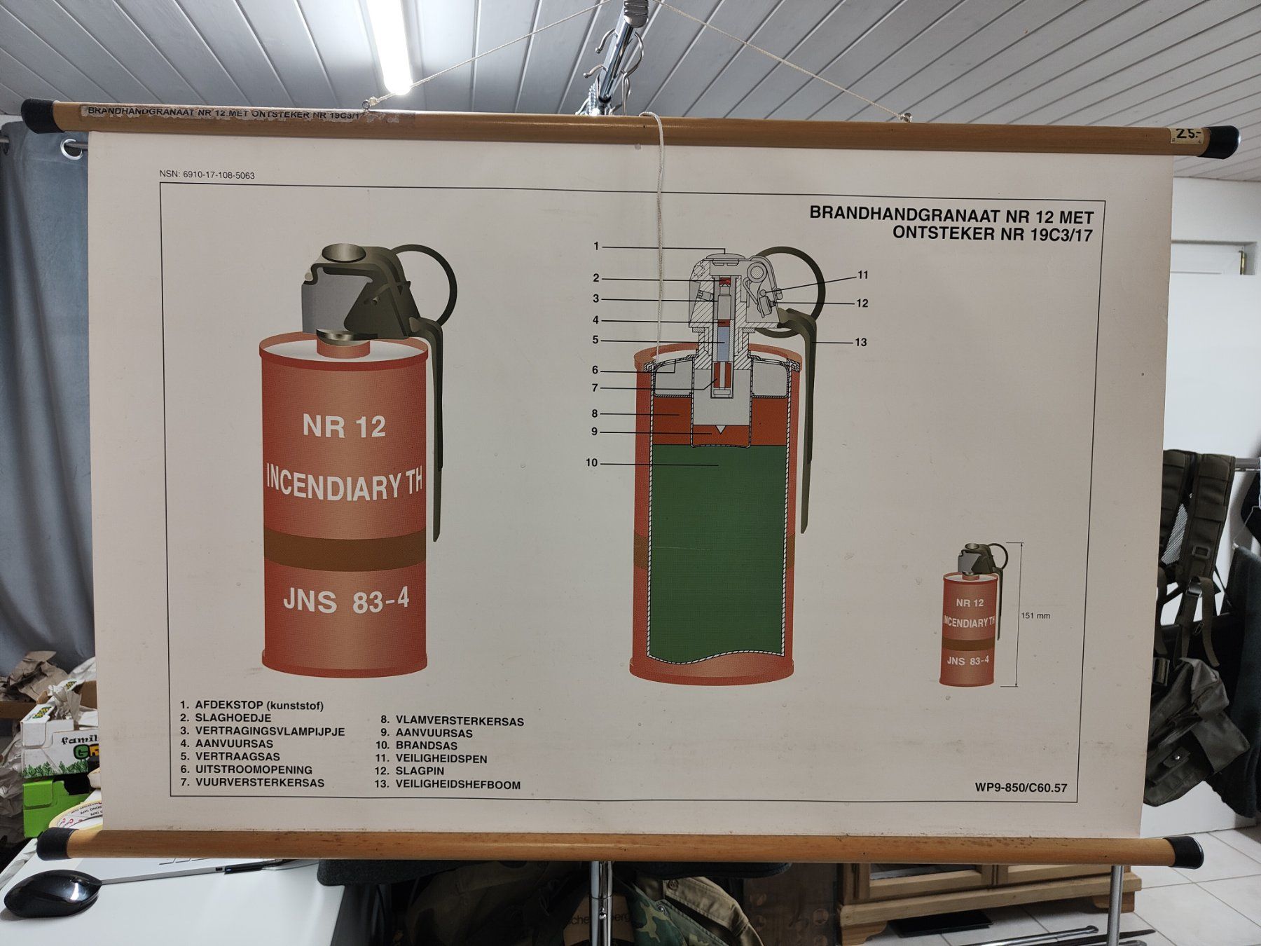 Armi bianche: Lehrtafel Brandhandgranate NR 12 – Usato da Bauma venduto da SwissMilitaria