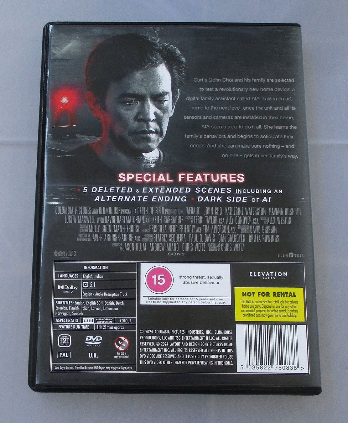 Tous les DVDs: AFRAID - John Cho – D'occasion à Wattwil par Muriel10 1
