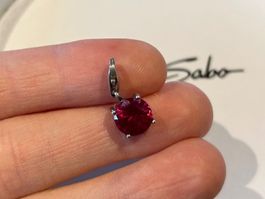 Thomas Sabo Charm Anhänger, tiefroter Stein, 925 Silber ❤️💎