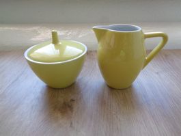 2 TEILE RÖSSLER GELB ZUCKERDOSE + CREMIER 2,5 DL ORIGINAL 60