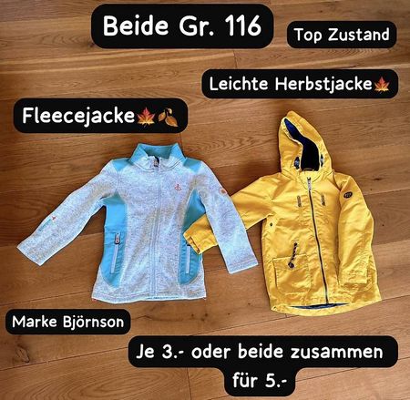 Leichte Herbstjacke und Fleecejacke, Gr. 116