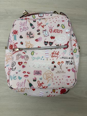 Parfois Rucksack rosa Love-Print Kunstleder
