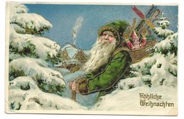 Fröhliche Weihnachten - Nikolaus  Geschenke Präge-Litho 1926