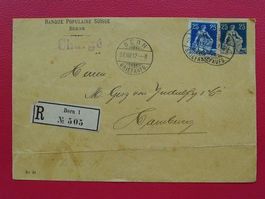 1912: 25c+25c Ganzsache geschnitten/gezähnt v BERN - HAMBURG