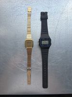 Casio Uhren Set Digital Analog Gold Schwarz gebraucht