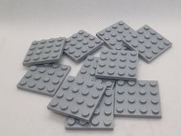 Lego 10 Stk. Plate 4x4 "medium stone grey"