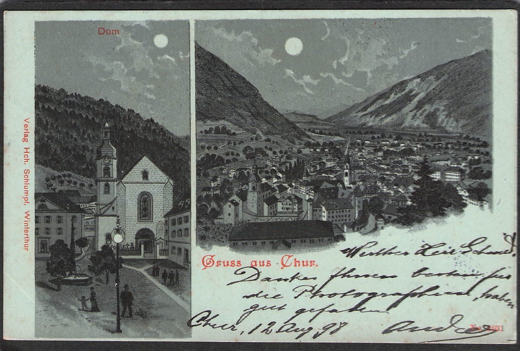 Cartoline postali: -Litho Gruss aus Chur , 1898 – Usato da Reichenburg venduto da Pipo-67