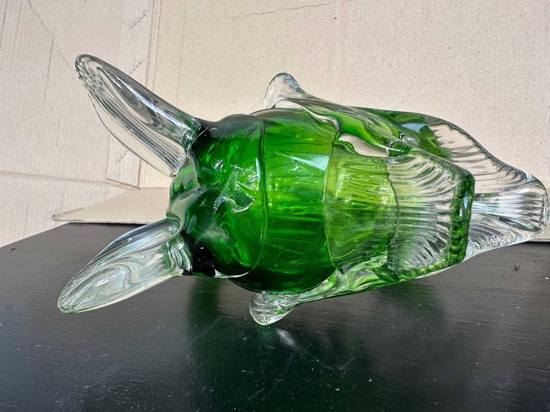 Bicchieri: Poisson décoratif en verre vert, unique et original – Usato da Lausanne venduto da artnouveau04 5
