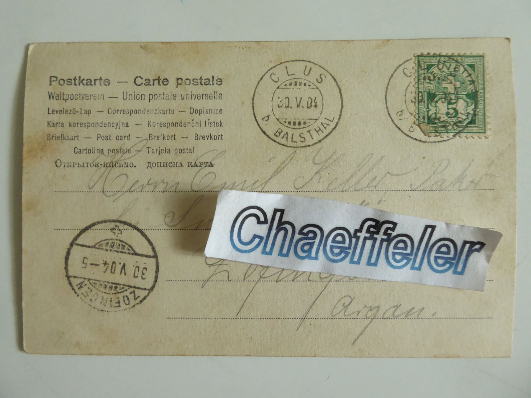 Cartoline postali: 1904  Kitschkarte mit einem Pärchen. – Usato da Zürich venduto da Chaeffeler 1