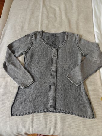 Nile atelier grey cotton cardigan sweater hidden closure XL