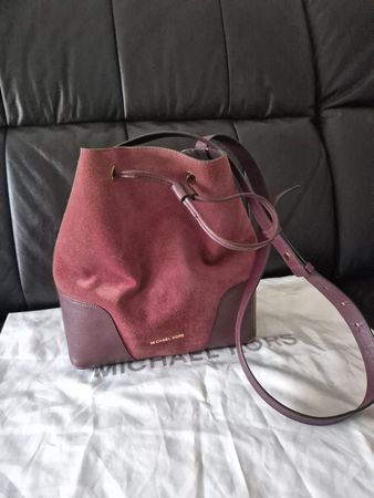 Michael Kors Burgundy Suede Bucket Bag, Autumn Style!