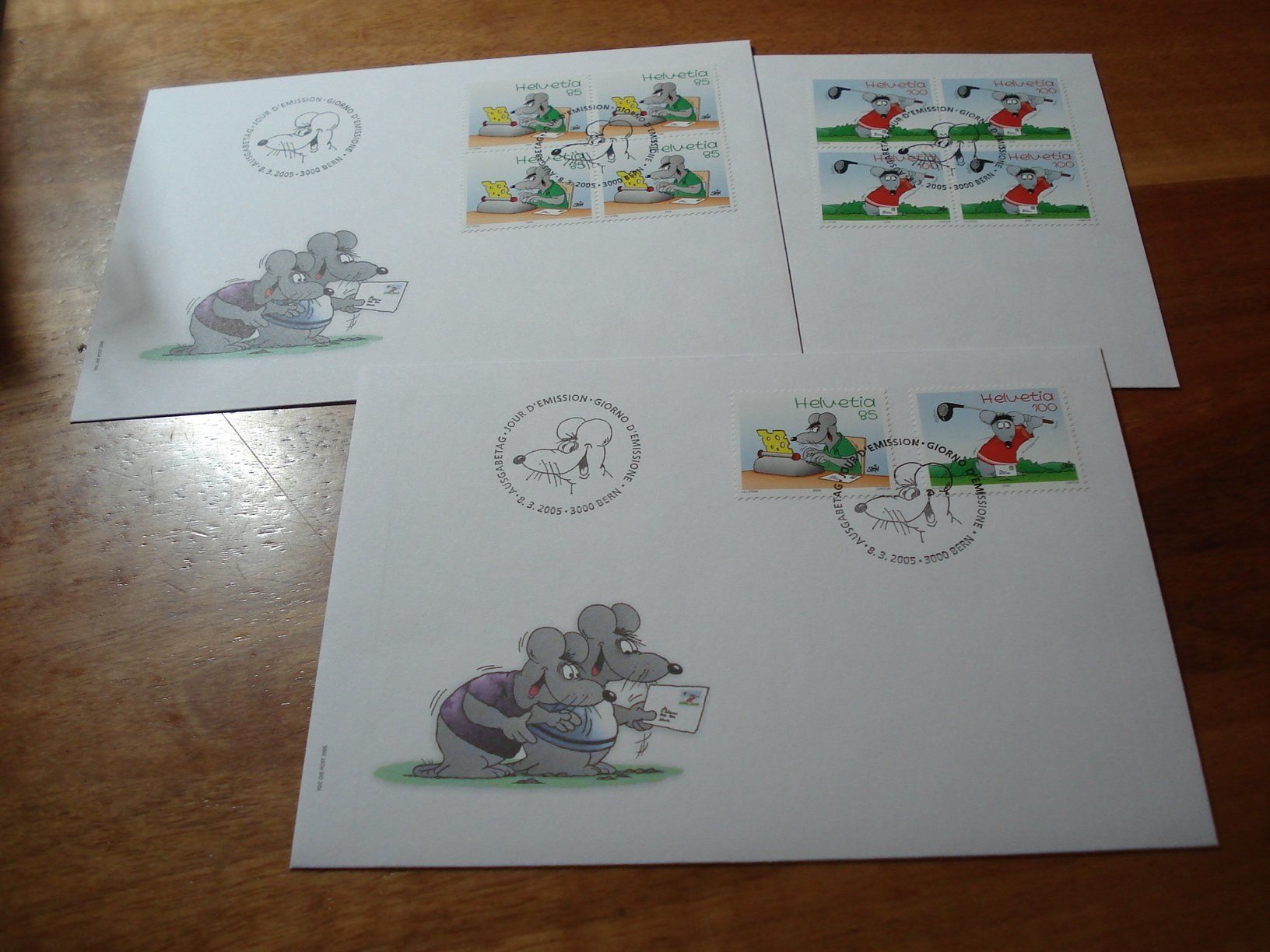 Tous les timbres: Uli Stein, Comicmaus, 2005, FDC Satz + 4erblock – D'occasion à Niederwil AG par morostahu 1