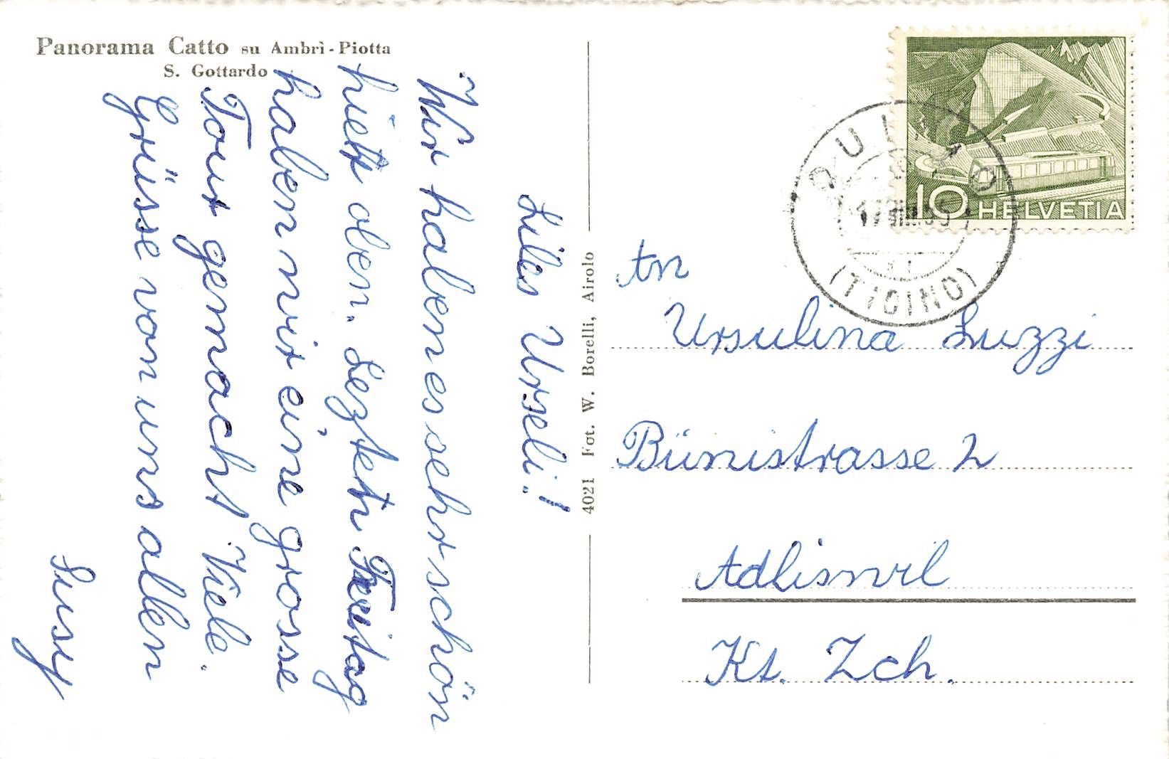 Cartoline postali: Panorama Catto su ambri piotta Leventina – Usato da Biasca venduto da Blenio71 1