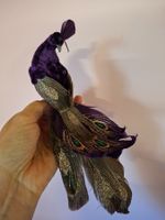 neu: Deko Pfau mit Glitzer und Federn in Violett