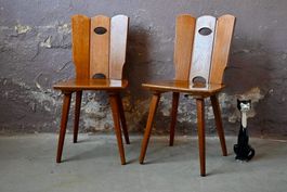 Paire de Chaises tout bois campagne chic  design brutaliste