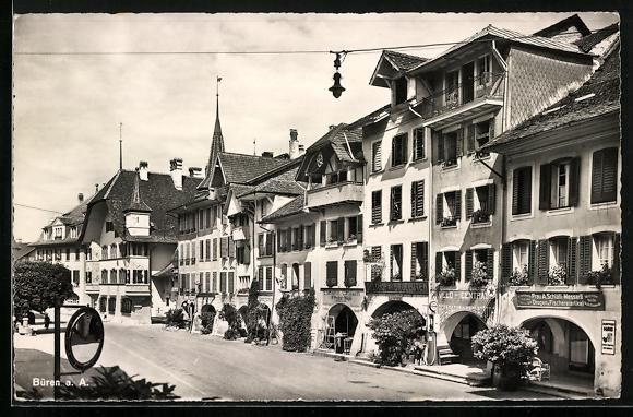 Cartoline postali: Büren a. A., Strassenpartie mit Gesch – Usato da Berlin venduto da bartko-reher