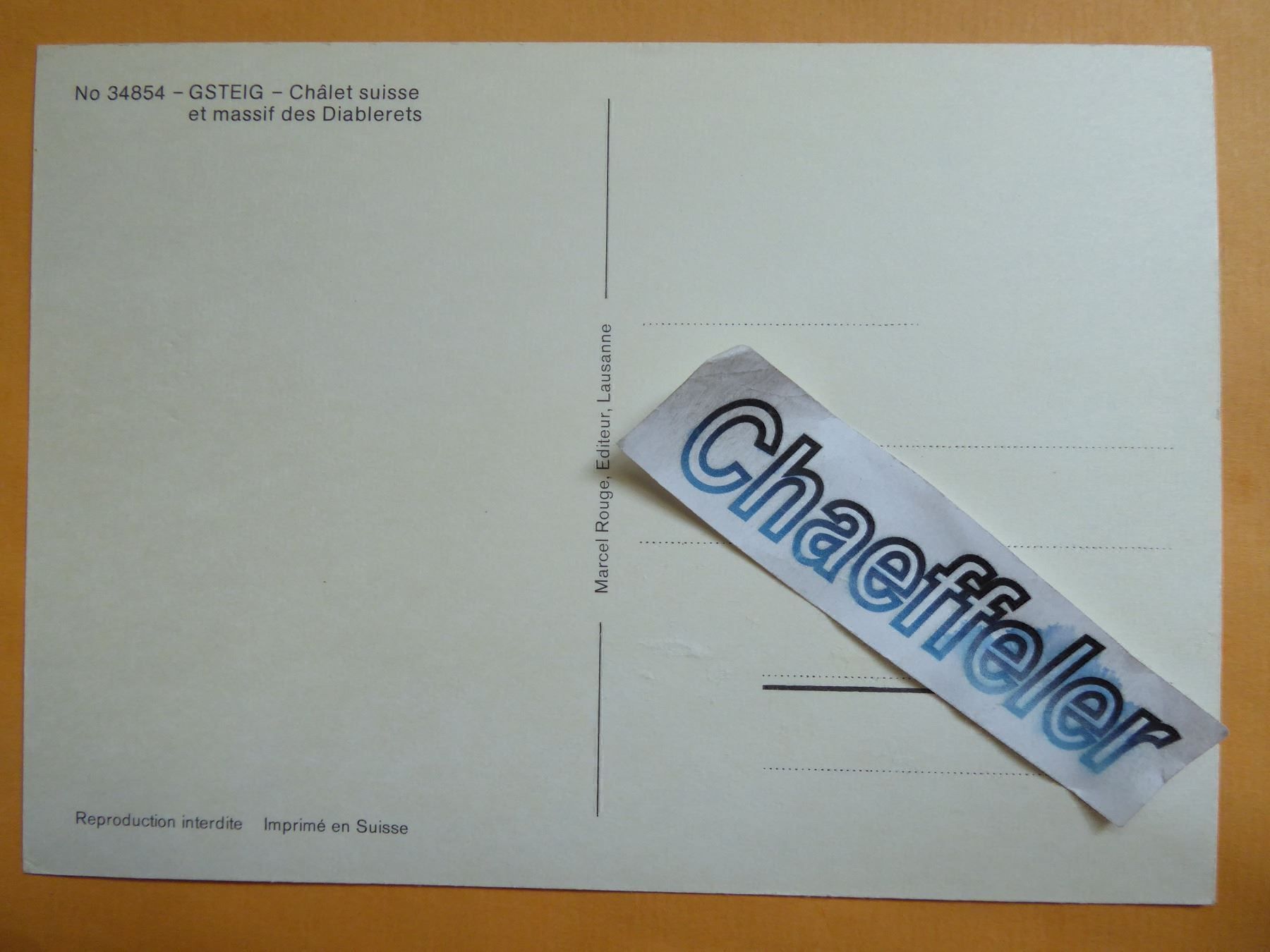 Ansichtskarten: No 34854  Gsteig – Neu (gemäss Beschreibung) aus Zürich von Chaeffeler 1