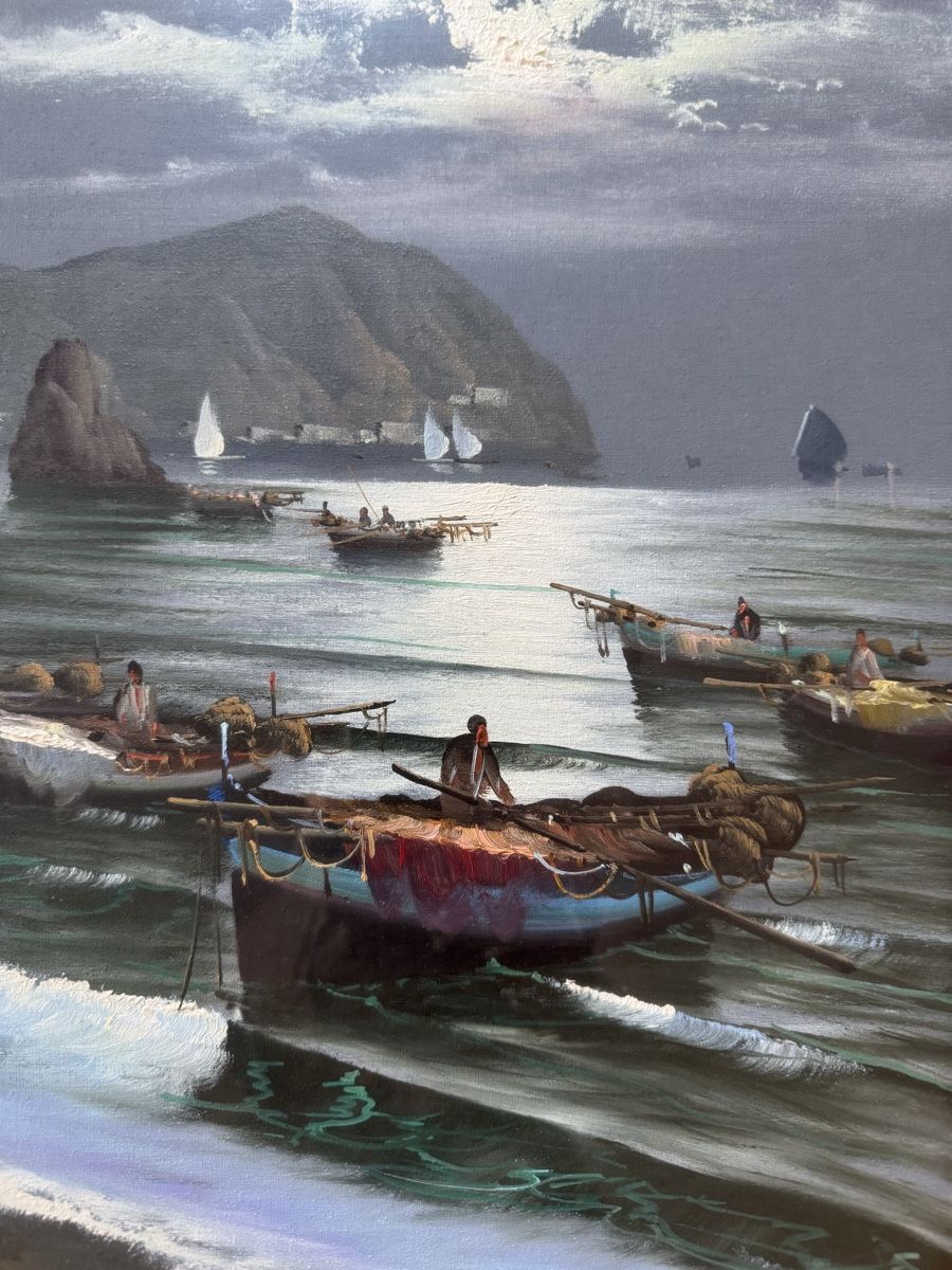 Dipinti: Gemälde "Fischerboote am Meer" Maritim, signiert, Top! – Usato da Turbenthal venduto da dfi_7hqk 1