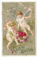 Valentine Greeting - Valentinstag - Engel - Präge-Druck 1910