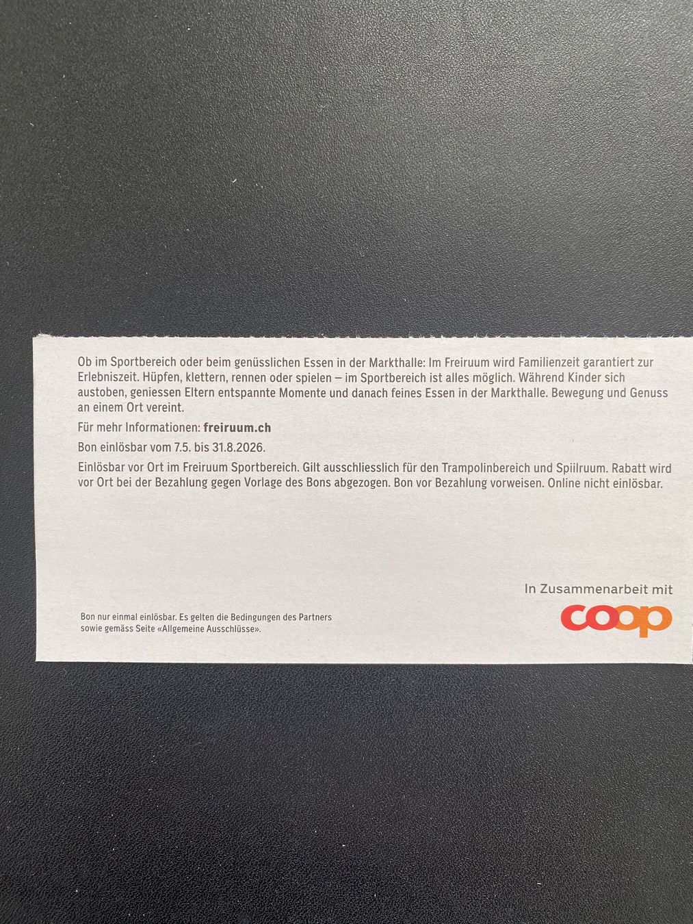 Buoni: Freiruum, Zug / 30% Rabatt – Nuovo (secondo la descrizione) da Uetliburg SG venduto da GK2004 1