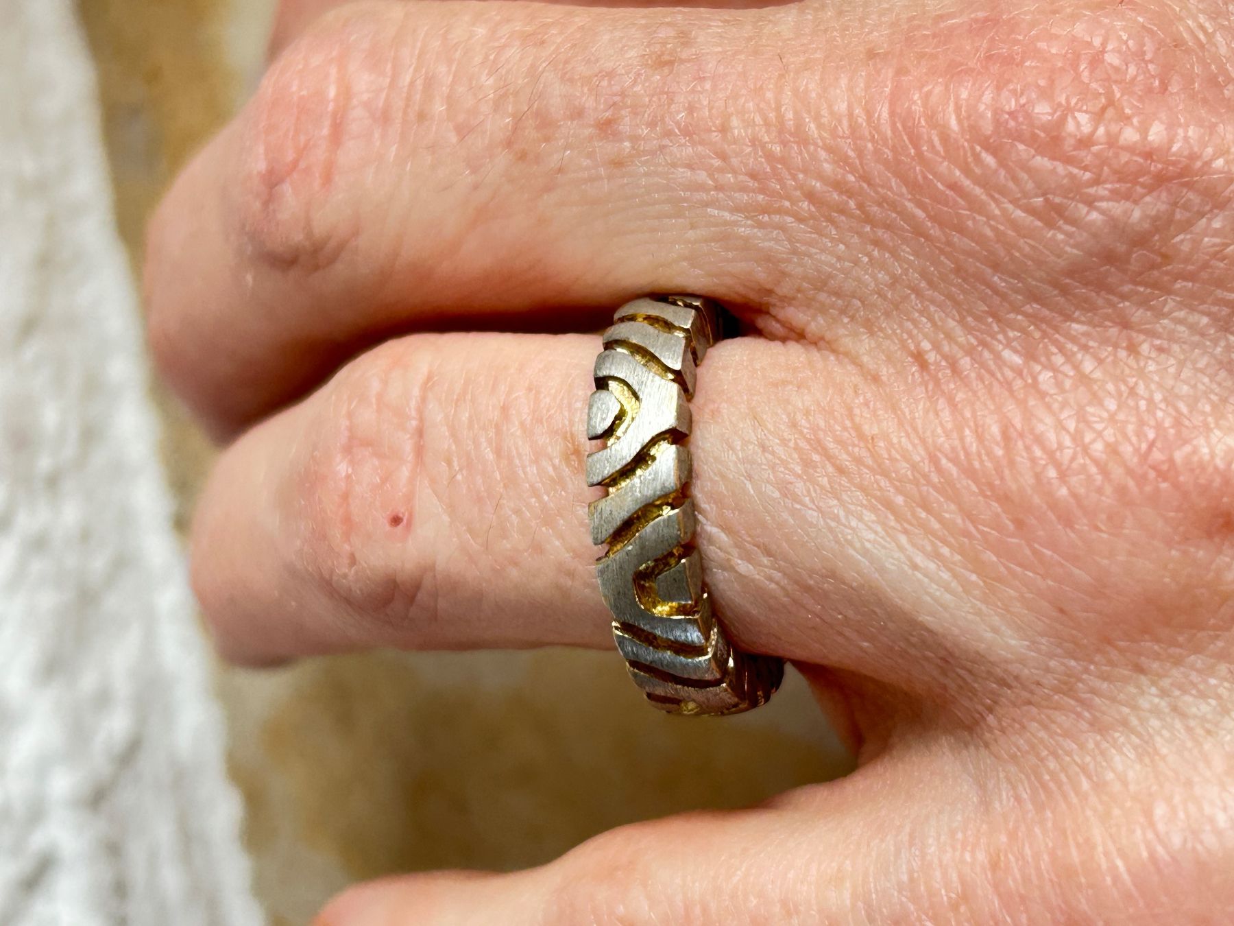 Ringe: Silber Ring 54 - geometrisches Muster, Vintage – Gebraucht aus Basel von bellespirit 1