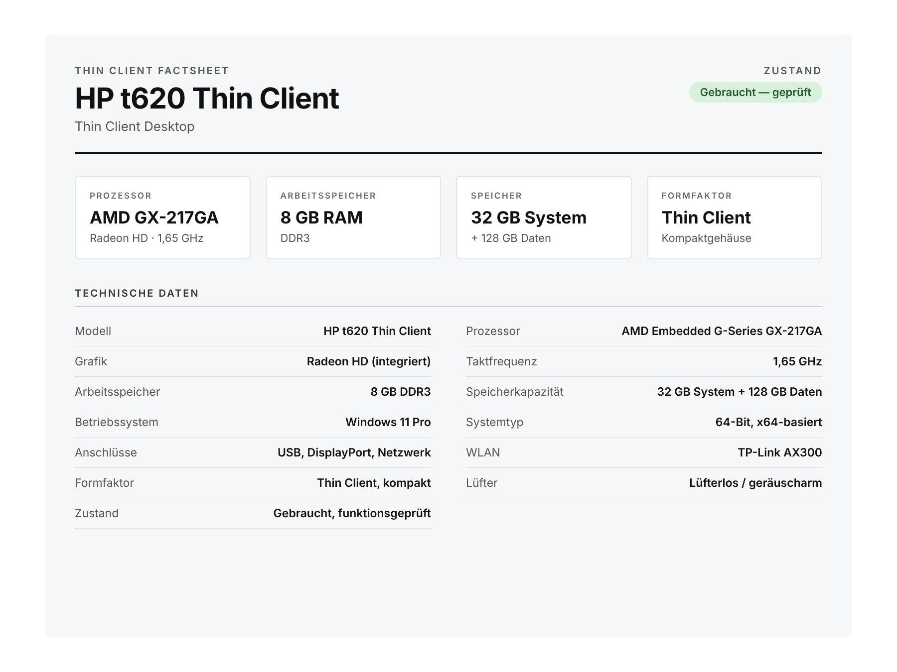 Hewlett Packard PC: HP Thin Client WIN11 T620 platzsparend ! – Usato da Brüttisellen venduto da itprofisgroup 4