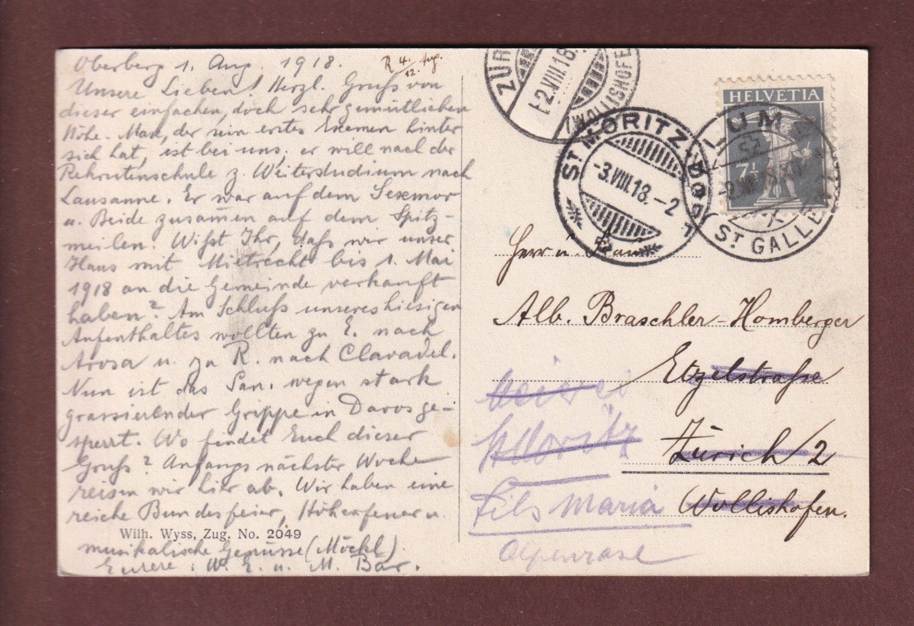 Cartoline postali: Kurhaus SEEBENALP - 1918 – Usato da Pully venduto da nicecards-shop 1